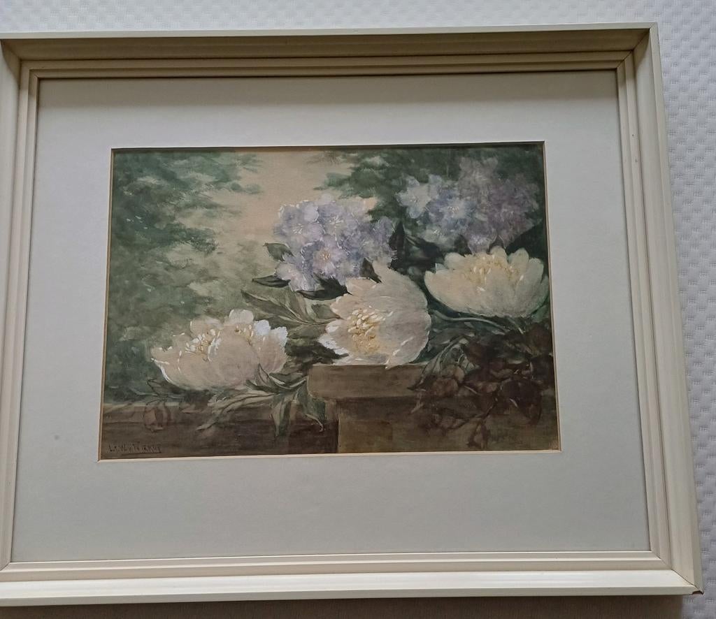 Stilleven aquarel Waterlelies L.J.W. v. Nierop, Ophalen