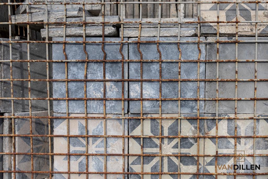 Antieke cementtegels ster patroon 20x20 11.5M2, Steen of Klei, Verzenden, Minder dan 50 cm, Zo goed als nieuw