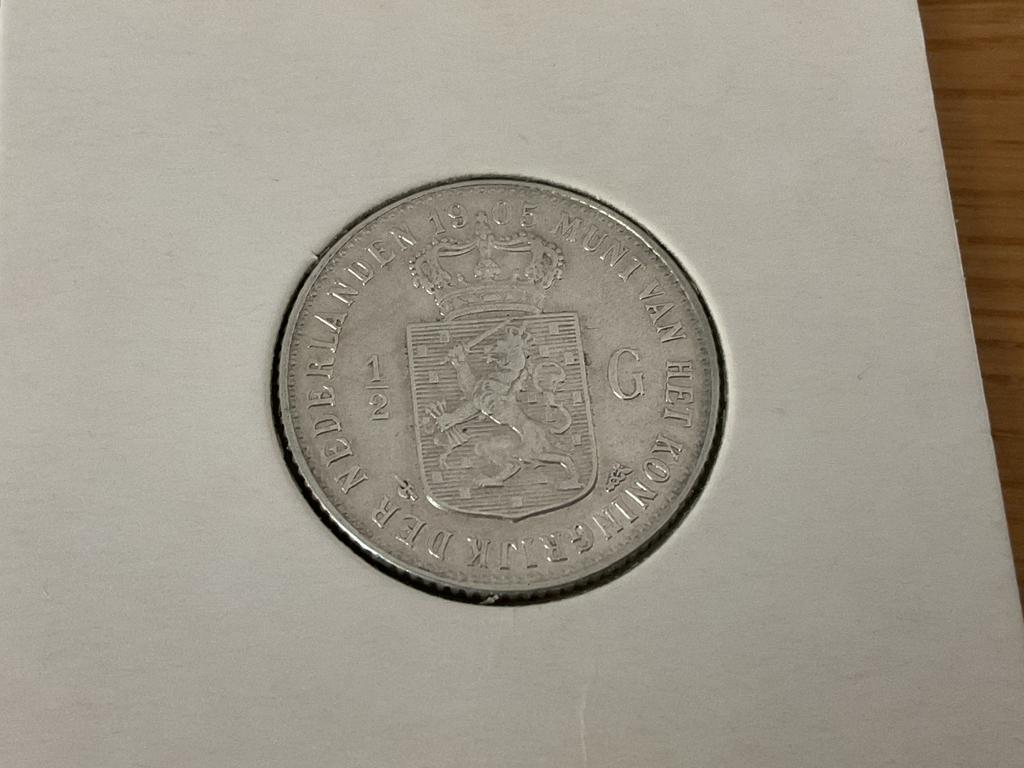 Nederland halve gulden 1905 zilver, Postzegels en Munten, Munten | Nederland, Ophalen of Verzenden, Koningin Wilhelmina, ½ gulden