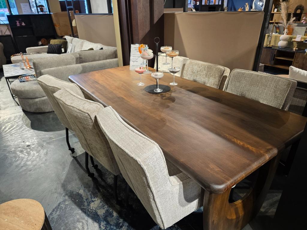 Eettafel Handai | Bruin Mangohout | 240 / 100 cm | showmodel, Vijf personen of meer, Rechthoekig, Overige houtsoorten, Nieuw