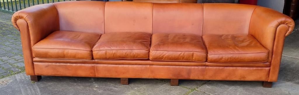 Kingsize XL Chesterfield bank cognac bruin leer + BEZORGING