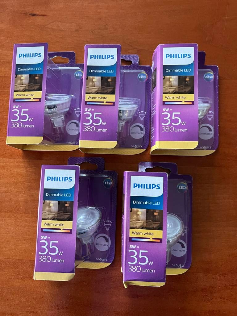 Philips LED Lamp 5W GU5.3 - 5 stuks nieuw, Led-lamp, Nieuw, Bipin of Steekvoet, Ophalen