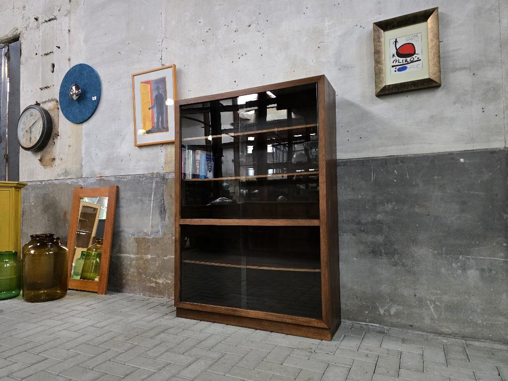 Jaren 50 Duitse Vitrine Kast | Vintage Eiken Vitrinekast, Huis en Inrichting, Kasten | Vitrinekasten, Gebruikt, 150 tot 200 cm