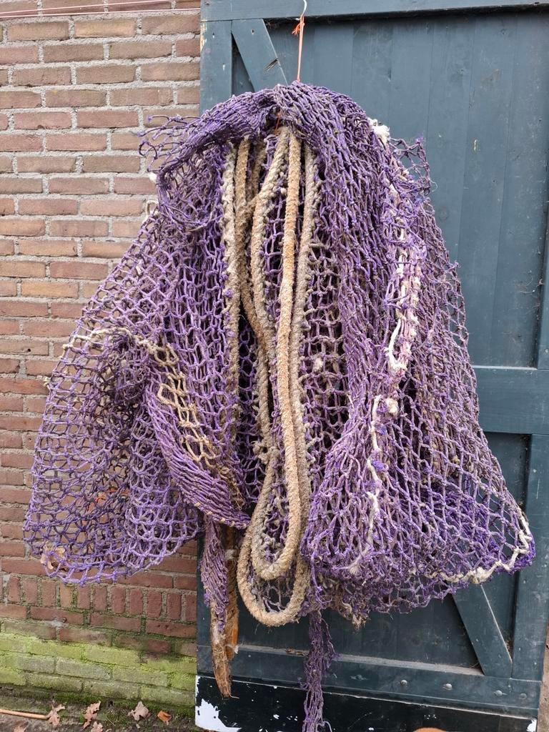 Oud vintage visnet paars grove maas, Gebruikt, T, Ophalen of Verzenden, N