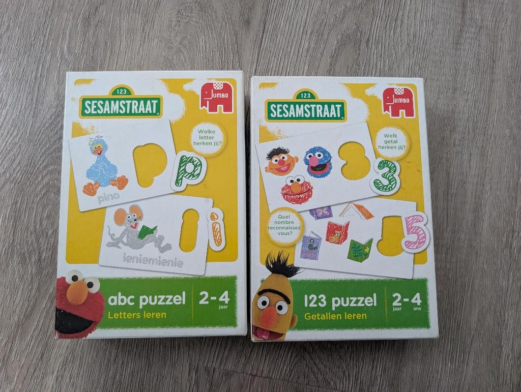 Sesamstraat abc en 123 puzzel, Ophalen of Verzenden, 10 tot 50 stukjes, Gebruikt, 2 tot 4 jaar