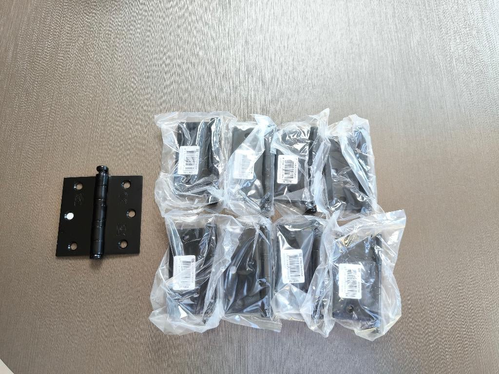 NIEUW! 9 x Kogelscharnieren 76x76 mm - RVS geborsteld zwart, Ophalen of Verzenden, Nieuw, Rvs, Scharnier