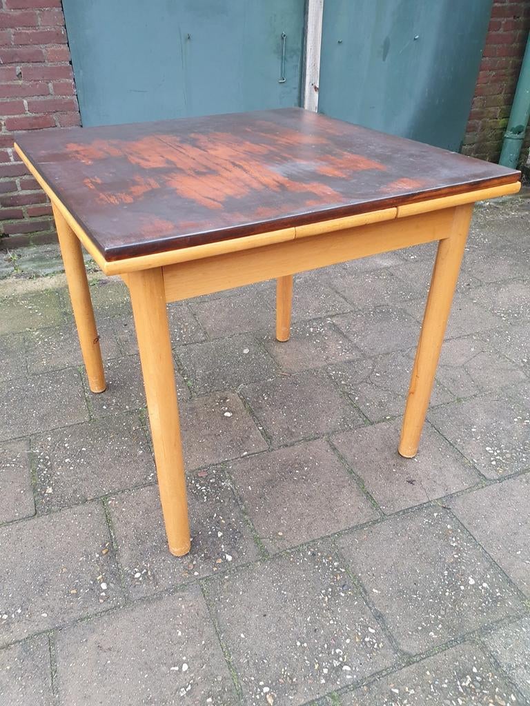 Vintage uitrektafel., Ophalen, Gebruikt, 100 tot 150 cm, Seventies
