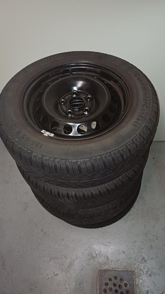 Stalen velgen 6Jx15, ET47, 5x112 met winterbanden 195/65R15, Ophalen, Gebruikt