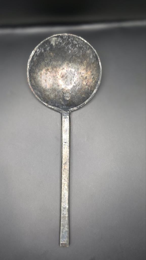 Tinnen lepel met keur, Ophalen of Verzenden