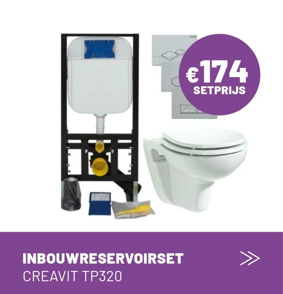 AKTIE!! CREAVIT Inbouwreservoir set | Pakketprijs € 174,-, Doe-het-zelf en Verbouw, Sanitair, Nieuw, Toilet, Chroom, Steen, Ophalen