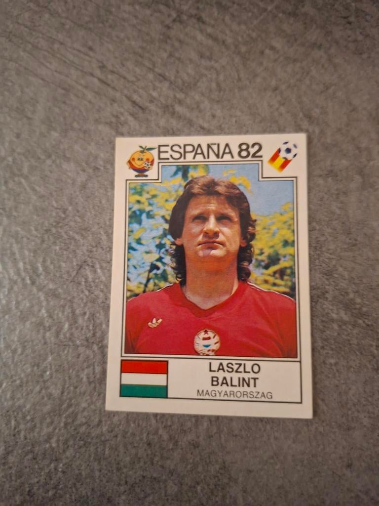 Panini sticker WK 82 Espana. Speler Laszlo Balint Hongarije., Verzenden, Zo goed als nieuw, Sticker