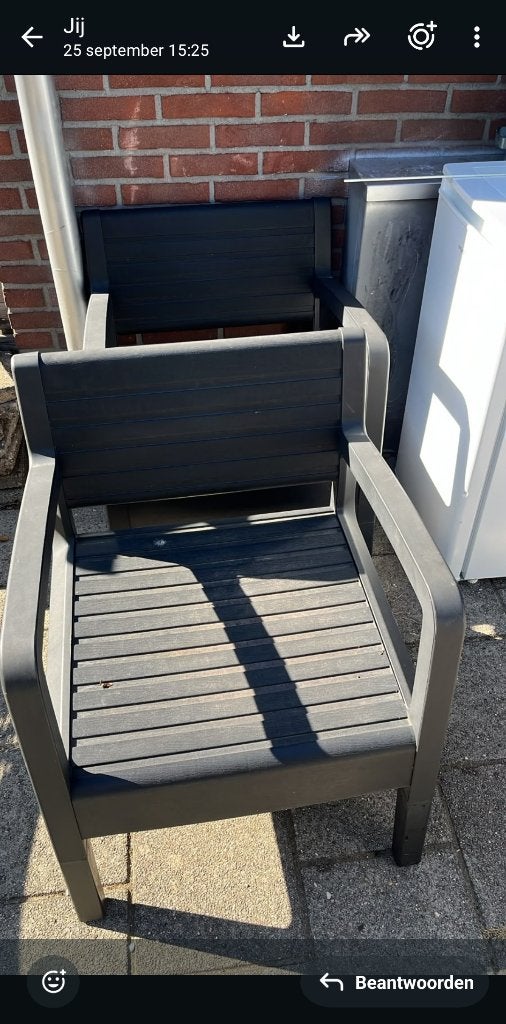 Tuin stellen . X 2   zie fotos, Ophalen, 4 zitplaatsen, Kunststof, Zo goed als nieuw