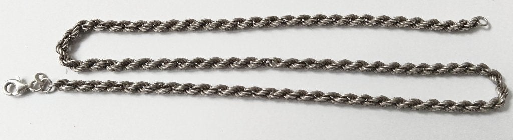 Zilveren - 43 cm - Touwketting - Rope chain - gemerkt Z1/925, Ophalen, Zilver, Ketting