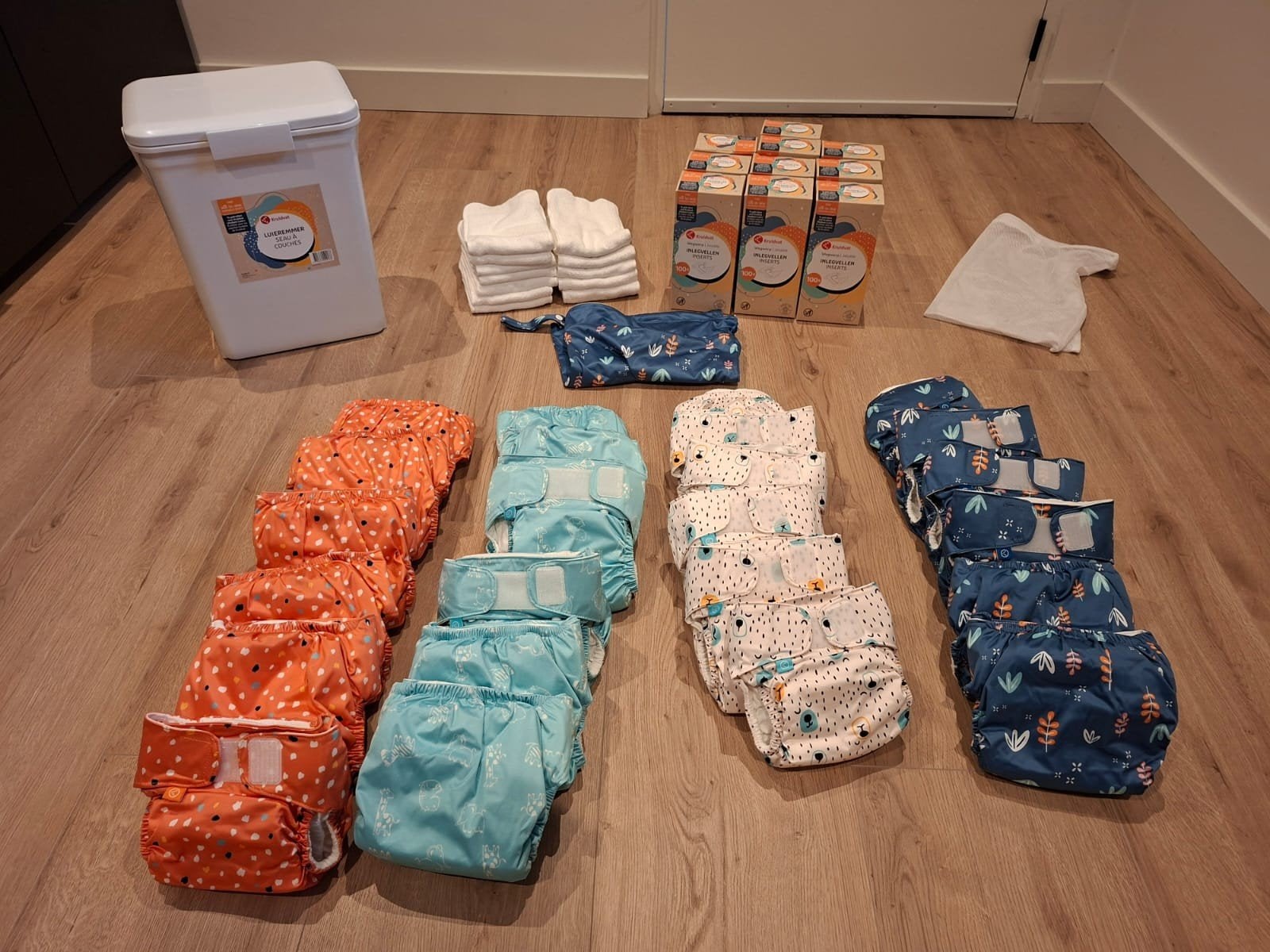 Compleet pakket wasbare luiers met toebehoren, Kinderen en Baby's, Kinderspulletjes, Ophalen, Zo goed als nieuw