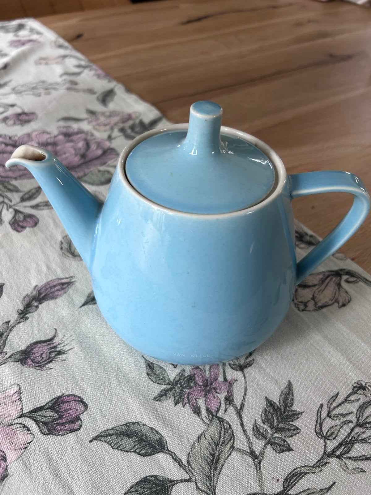 Van Nelle Theepot - Lichtblauw Keramiek, Blauw, Zo goed als nieuw, Steen/keramiek, Overige merken