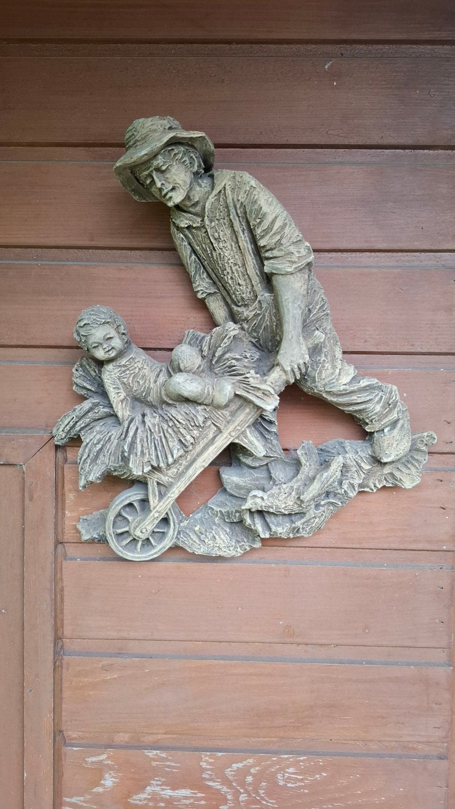 Decoratieve Wanddecoratie Boer met Kruiwagen en Kindje, Huis en Inrichting, Woonaccessoires | Wanddecoraties, Gebruikt, Wandsculptuur