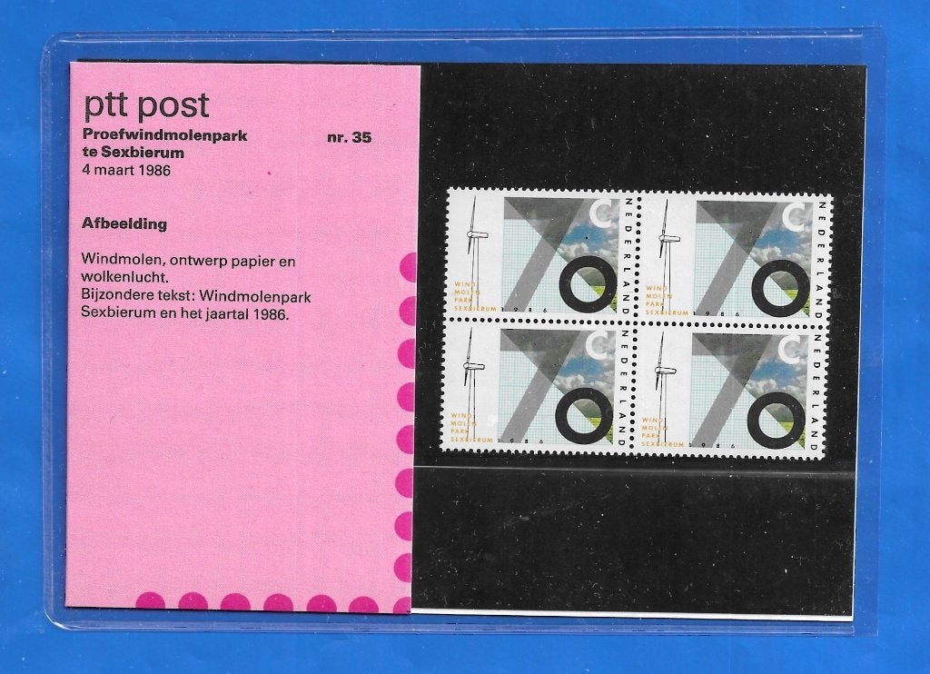 Postzegelmapje 35 - Proefwindmolenpark te Sexbierum 1986, Postzegels en Munten, Verzenden, Na 1940, Postfris