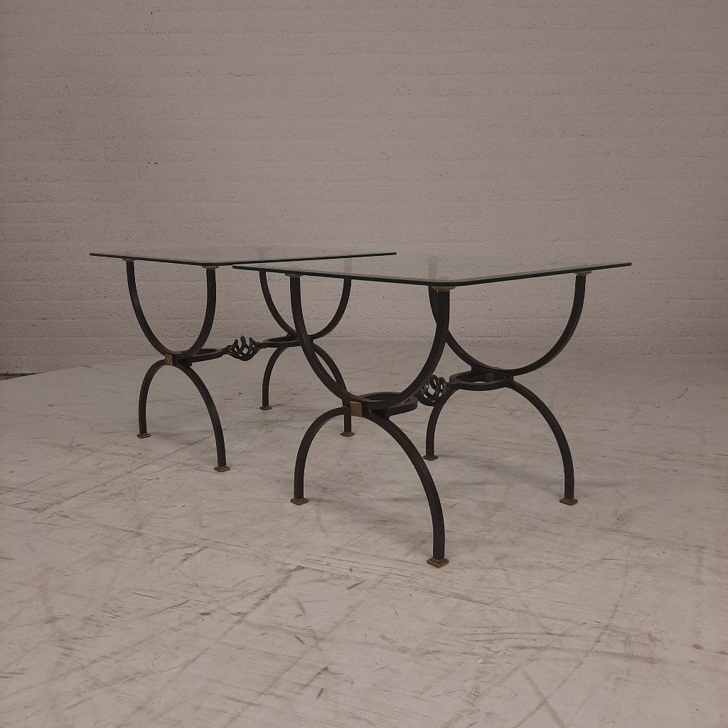 Set bijzettafeltjes met glasplaat, Overige materialen, Minder dan 55 cm, Gebruikt, Vierkant
