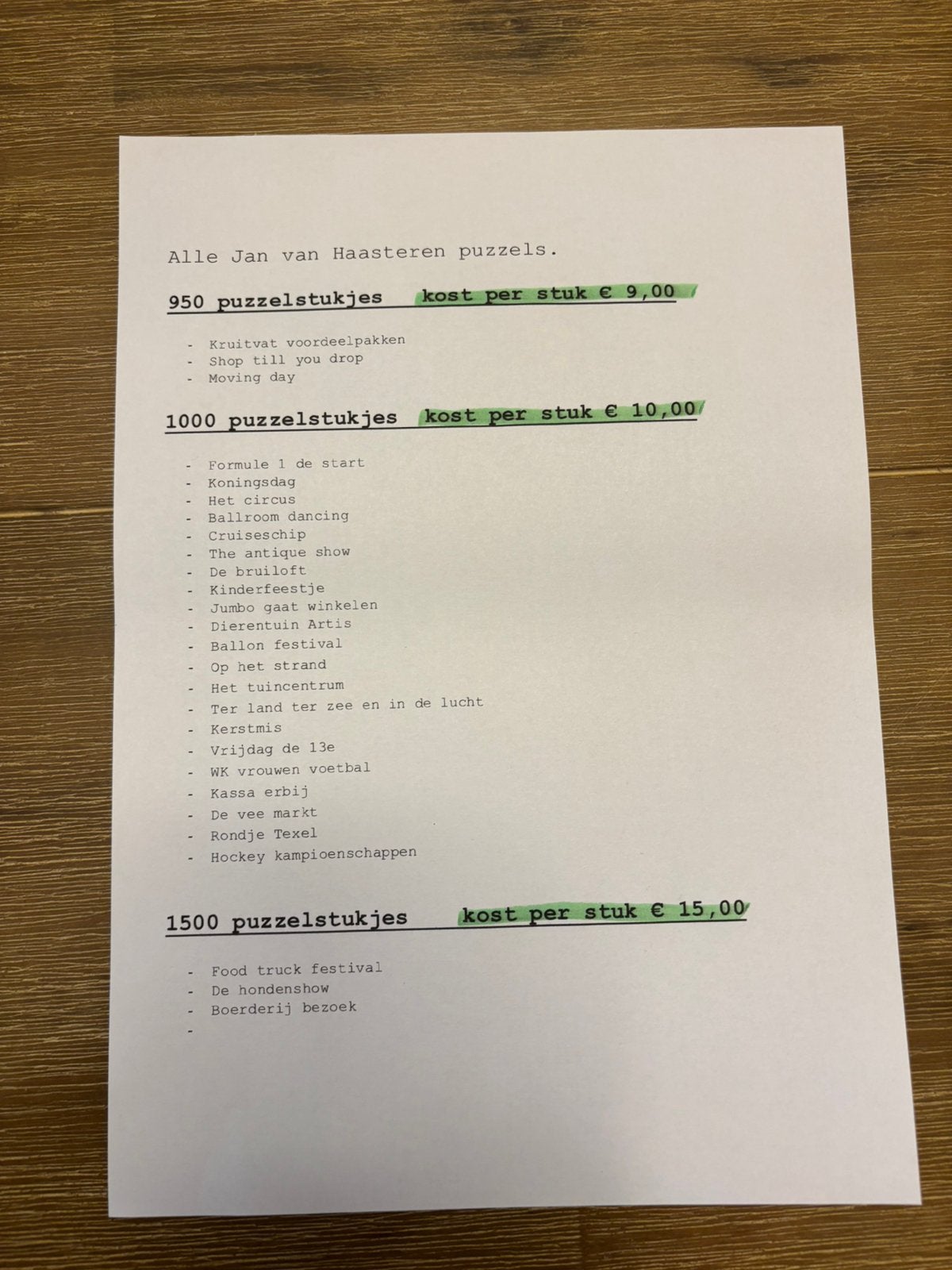 Jan van Haasteren puzzels, Ophalen of Verzenden, 500 t/m 1500 stukjes, Zo goed als nieuw, Legpuzzel
