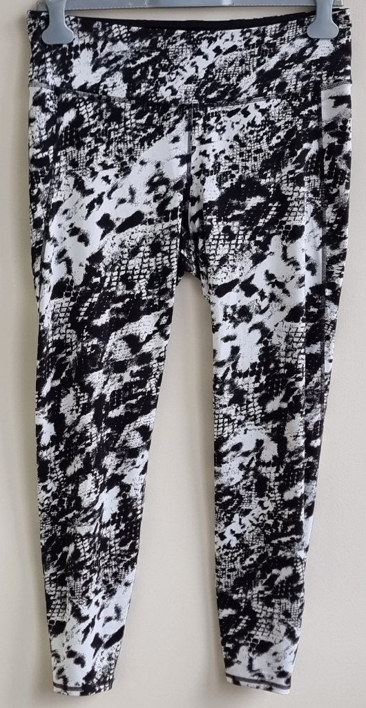 H&M Sport zwart/witte stretchy sportbroek mt. XL, H&M, Zwart, Maat 46/48 (XL) of groter, Ophalen of Verzenden