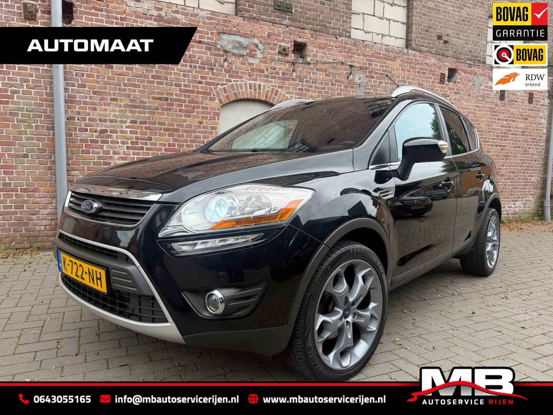 Ford Kuga 2.5 20V Titanium, Leer, Pano, Xenon, Trekhaak, Auto's, Automaat, Dealer onderhouden, Gebruikt, Zwart