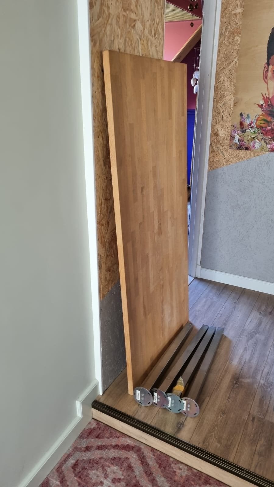 IKEA Eikenhouten Bureau met Verstelbare Poten, Huis en Inrichting, Bureaus, Ophalen, Gebruikt, 155 cm, Hout