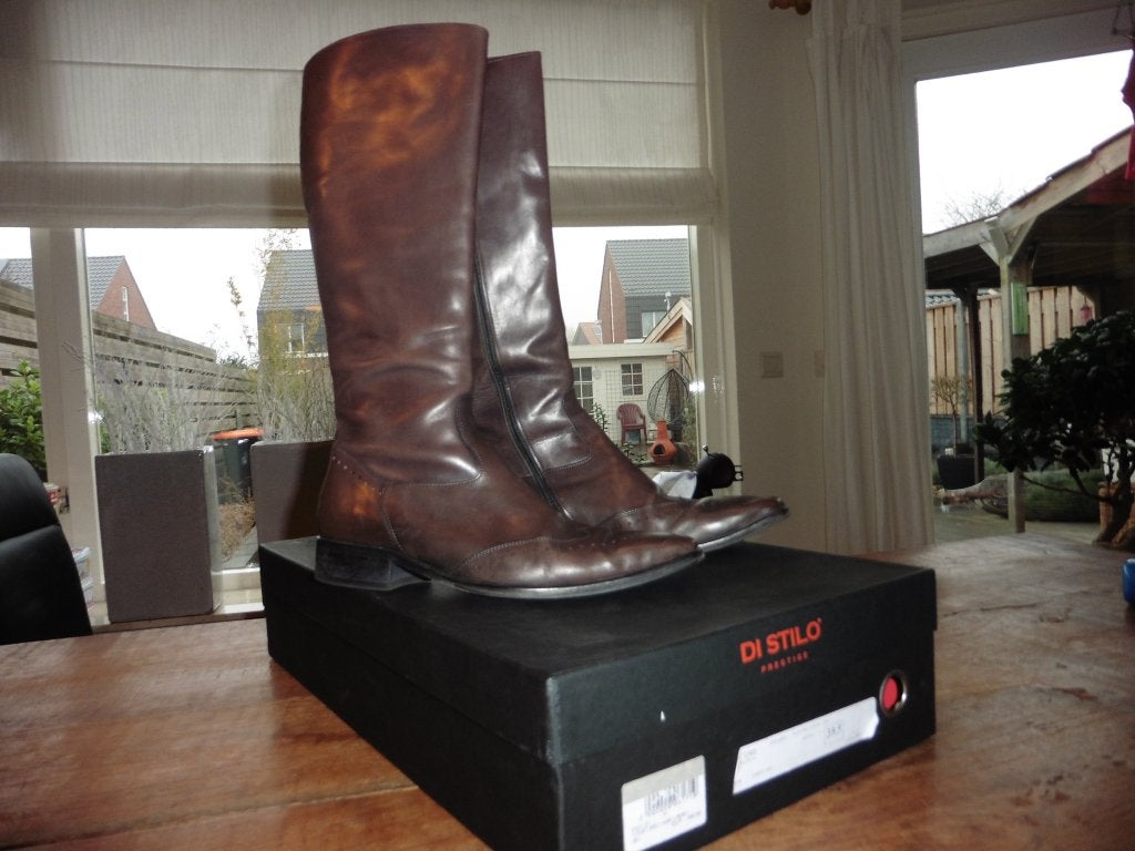 Super mooie Di Stilo laars grijs/bruin mt 39.5 van zwartjes, Hoge laarzen, Bruin, Di Stilo, Ophalen of Verzenden