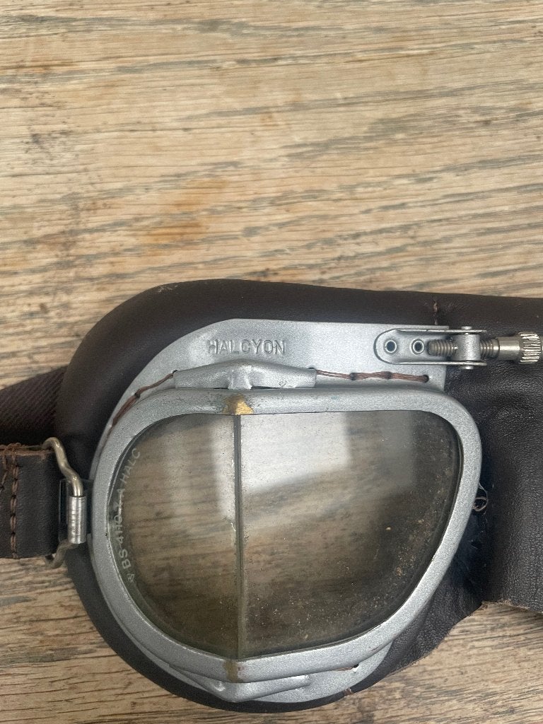 Antieke Engelse motor-aviator bril halcyon, Ophalen of Verzenden, Zo goed als nieuw