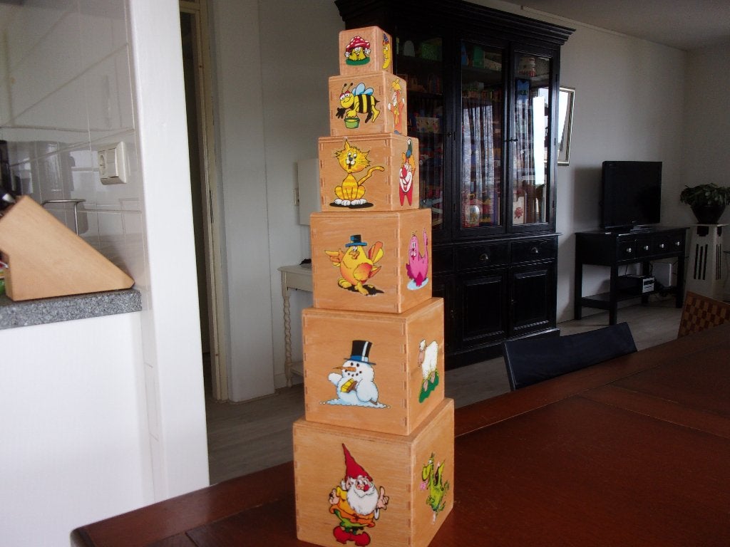 6-delige Houten STAPELKUBUS, Ophalen of Verzenden, Gebruikt, Overige typen