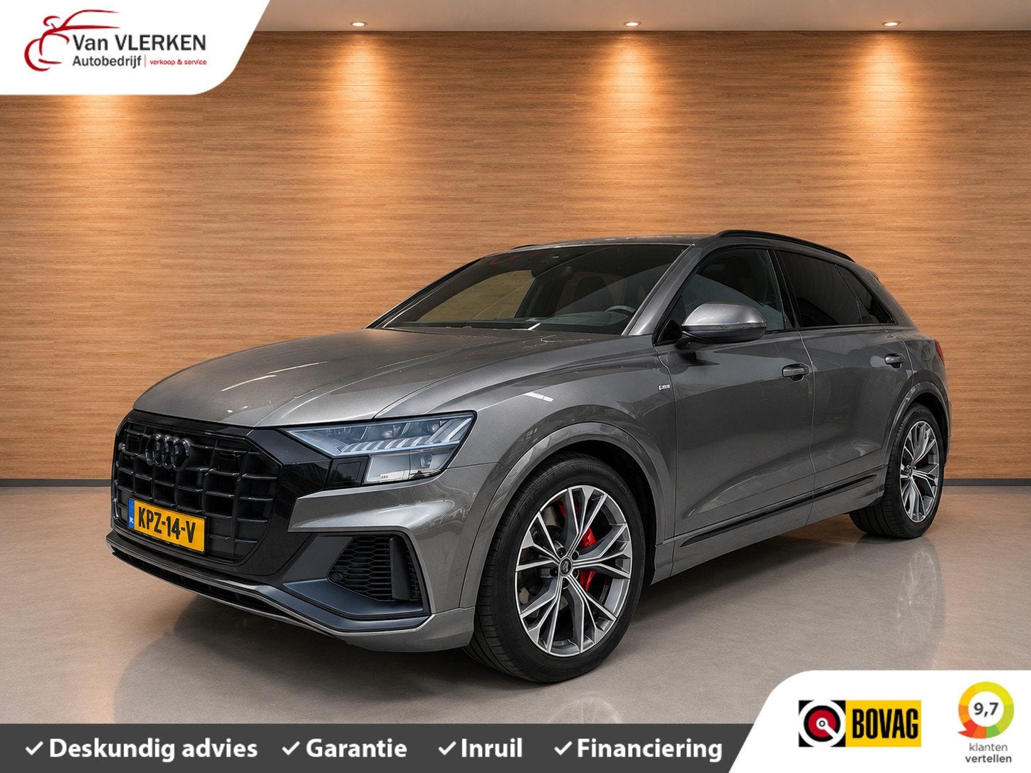 Audi Q8 55 TFSI e quattro S-Line PANO HEAD-UP Fabrieksgarant, Automaat, Gebruikt, 2995 cc, Bedrijf