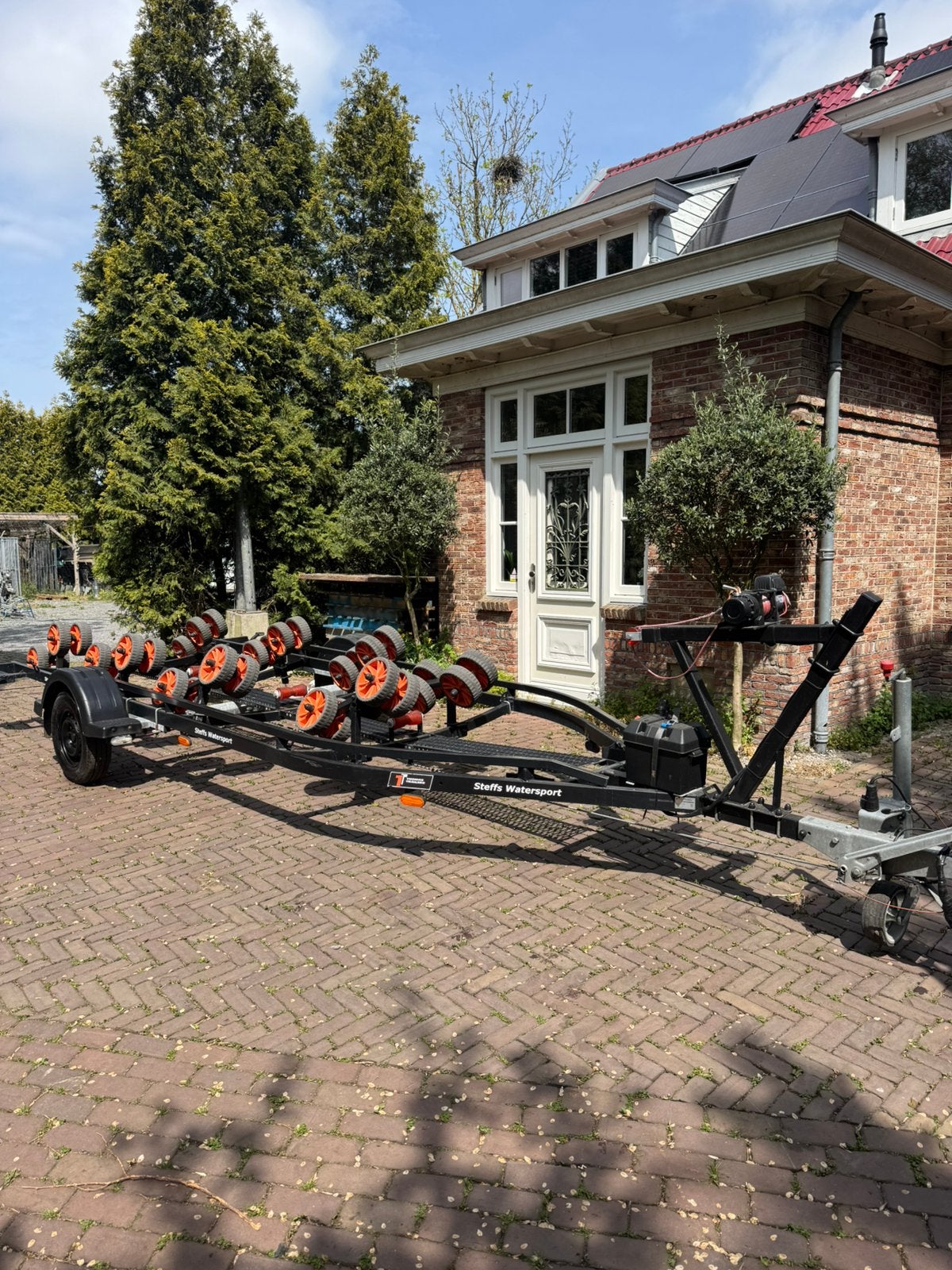 CUSTOM MADE Boottrailer VOL OPTIES Zwart gepoedercoat rollen, Ophalen of Verzenden, Zo goed als nieuw, Minder dan 6 meter