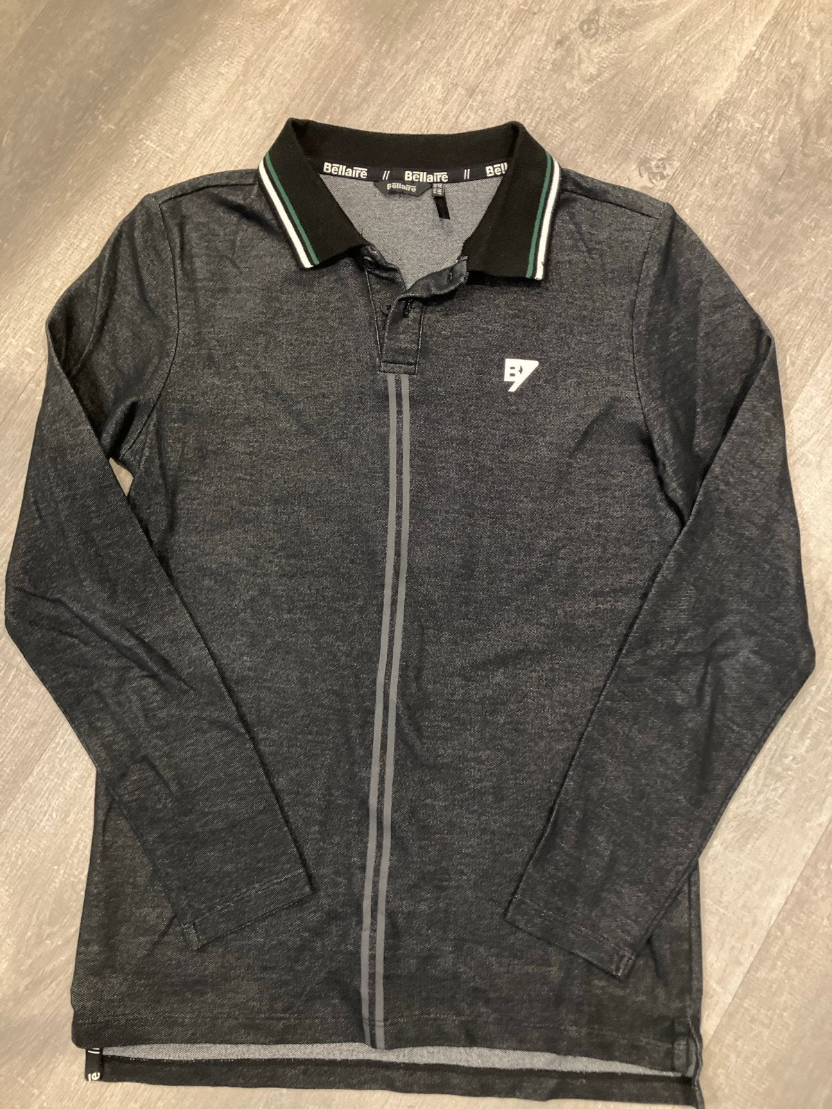 Bellaire Longsleeve Polo Zwart Gemêleerd Maat 158-164, Verzenden, Zo goed als nieuw, Jongen, Shirt of Longsleeve