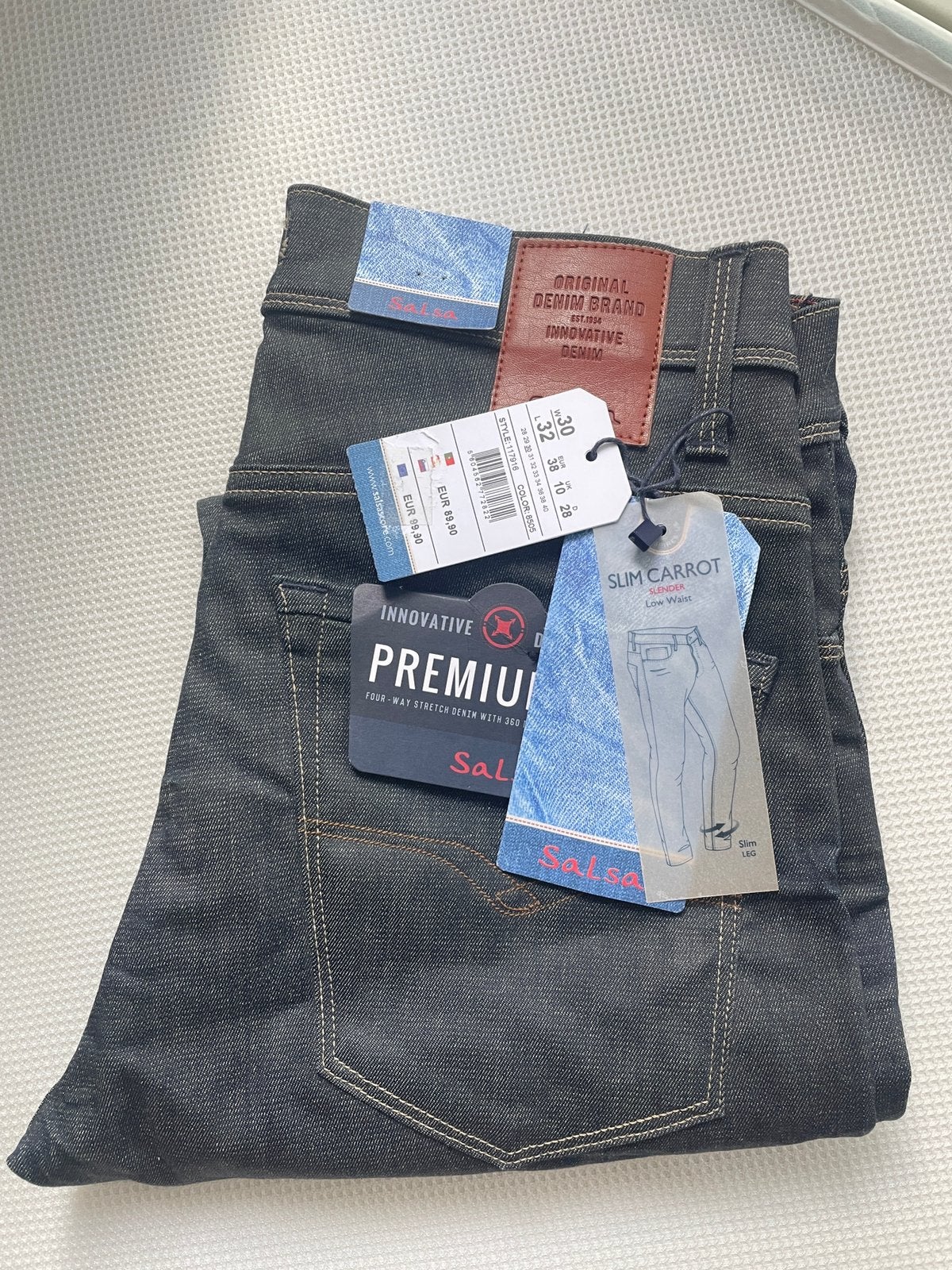 Salsa Jeans Premium Slim Carrot – Nieuw met labels – EU38, Kleding | Heren, Ophalen, Zo goed als nieuw, Zwart, W32 (confectie 46) of kleiner