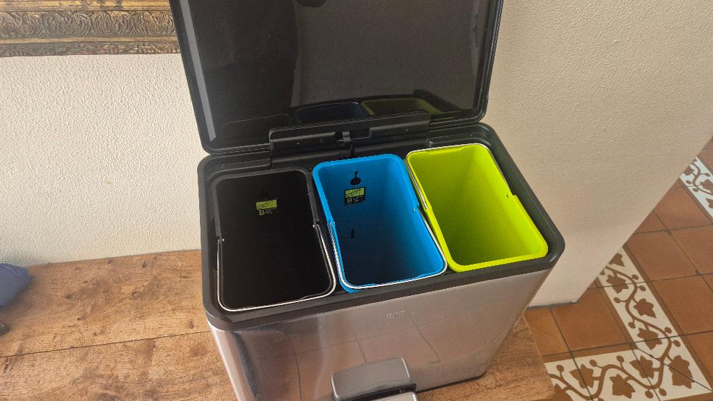 EKO Essential Recycler vuilnisvak 3 bakken 27 Liter, Kunststof, Met pedaal, Ophalen of Verzenden, 20 tot 30 liter