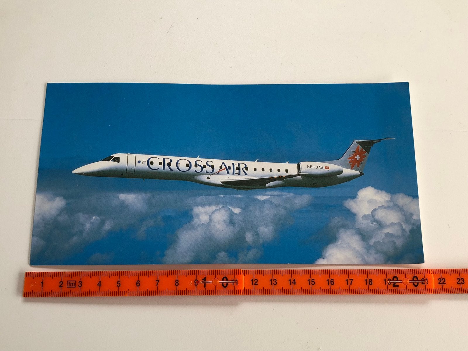 Ansichtkaart Embraer vliegtuig Crossair, Verzamelen, Ophalen of Verzenden, Zo goed als nieuw, Kaart, Foto of Prent