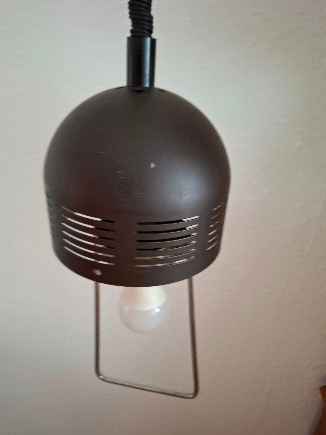 Vintage Space Age Hanglamp Jaren '70 - Bruin Metaal, Ophalen of Verzenden