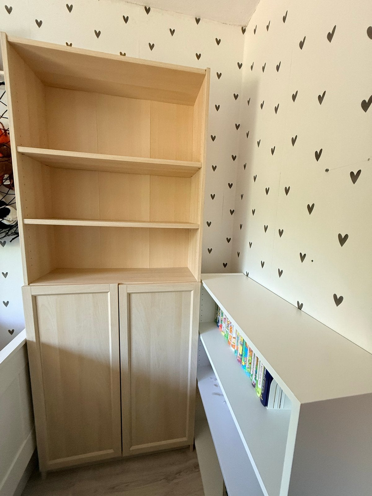 IKEA Billy Boekenkast met deuren, berkenpatroon, Huis en Inrichting, Ophalen, Gebruikt, 200 cm of meer, 50 tot 100 cm