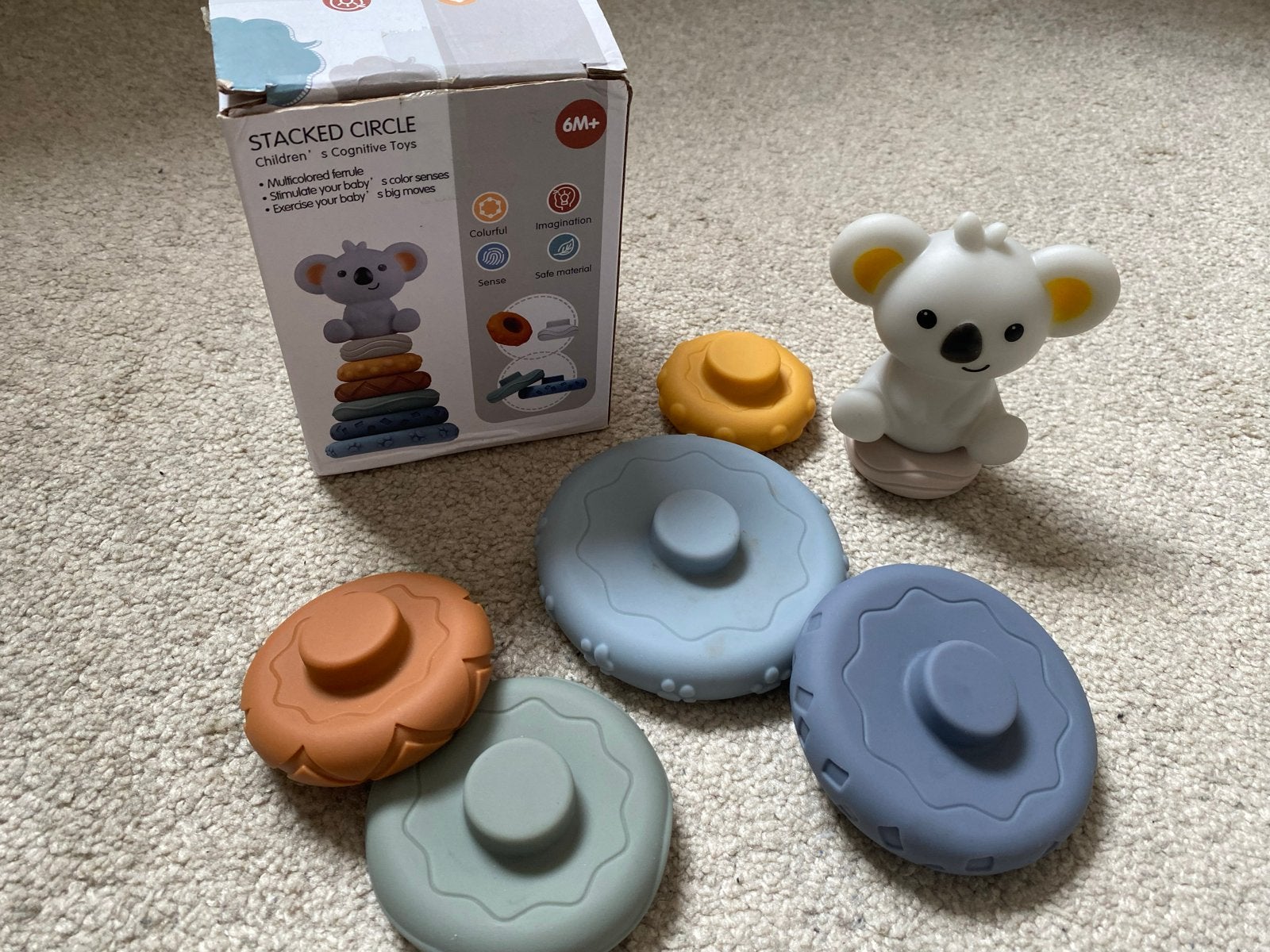Stapelringen met Koala - Kunststof Speelgoed 6M+, Kinderen en Baby's, Speelgoed | Babyspeelgoed, Ophalen of Verzenden, Zo goed als nieuw