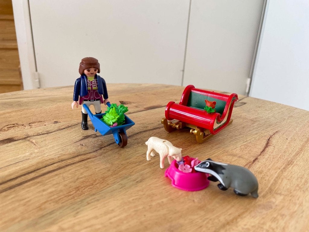 Playmobil Tuinier met dieren, lammetje en das, Ophalen of Verzenden, Gebruikt, Losse onderdelen, Figuren
