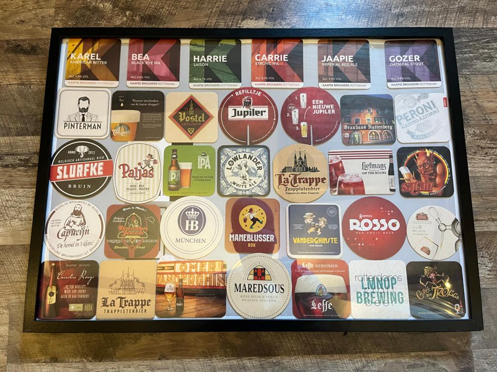 Bier viltjes collectie in lijst - Diverse merken, Ophalen, Gebruikt, Viltje(s), Overige merken