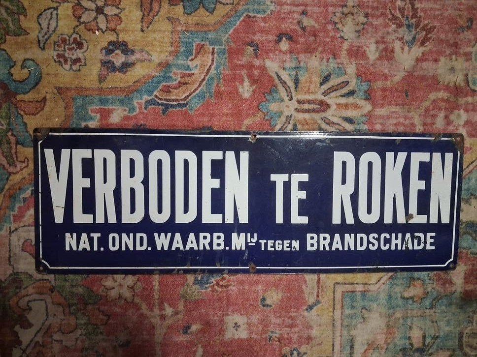 oude emaille verbods bord, Antiek en Kunst, Ophalen of Verzenden