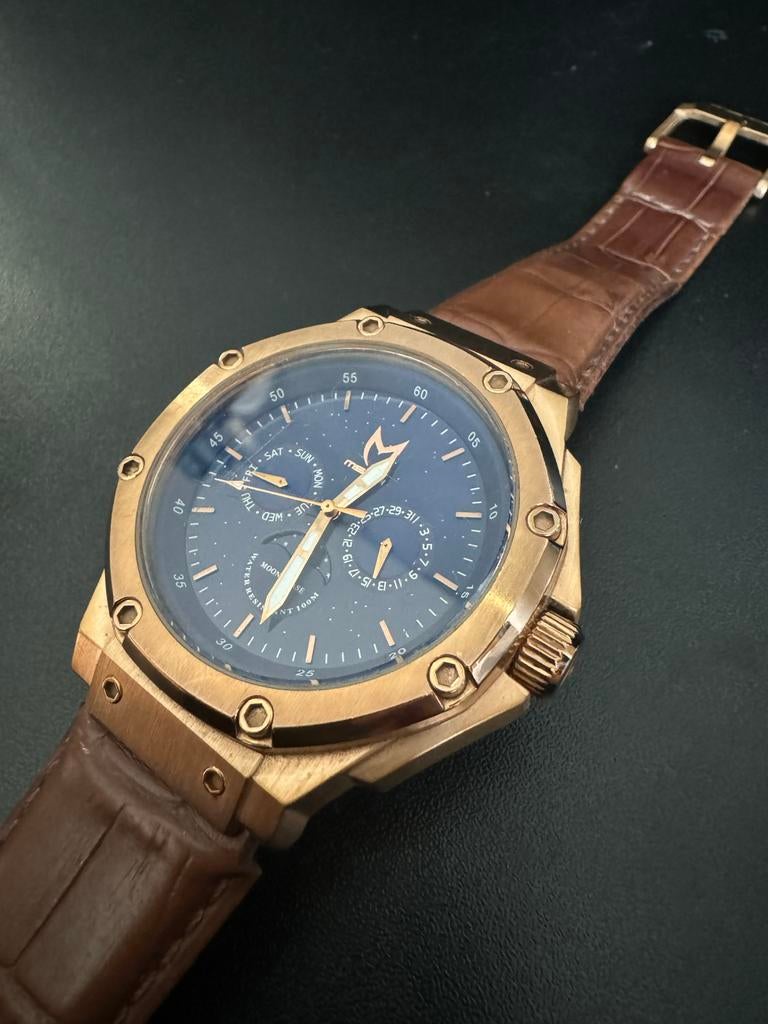 MSTR Limited Edition Moon Phase Horloge, Ophalen of Verzenden, Gebruikt, Zwart, Android