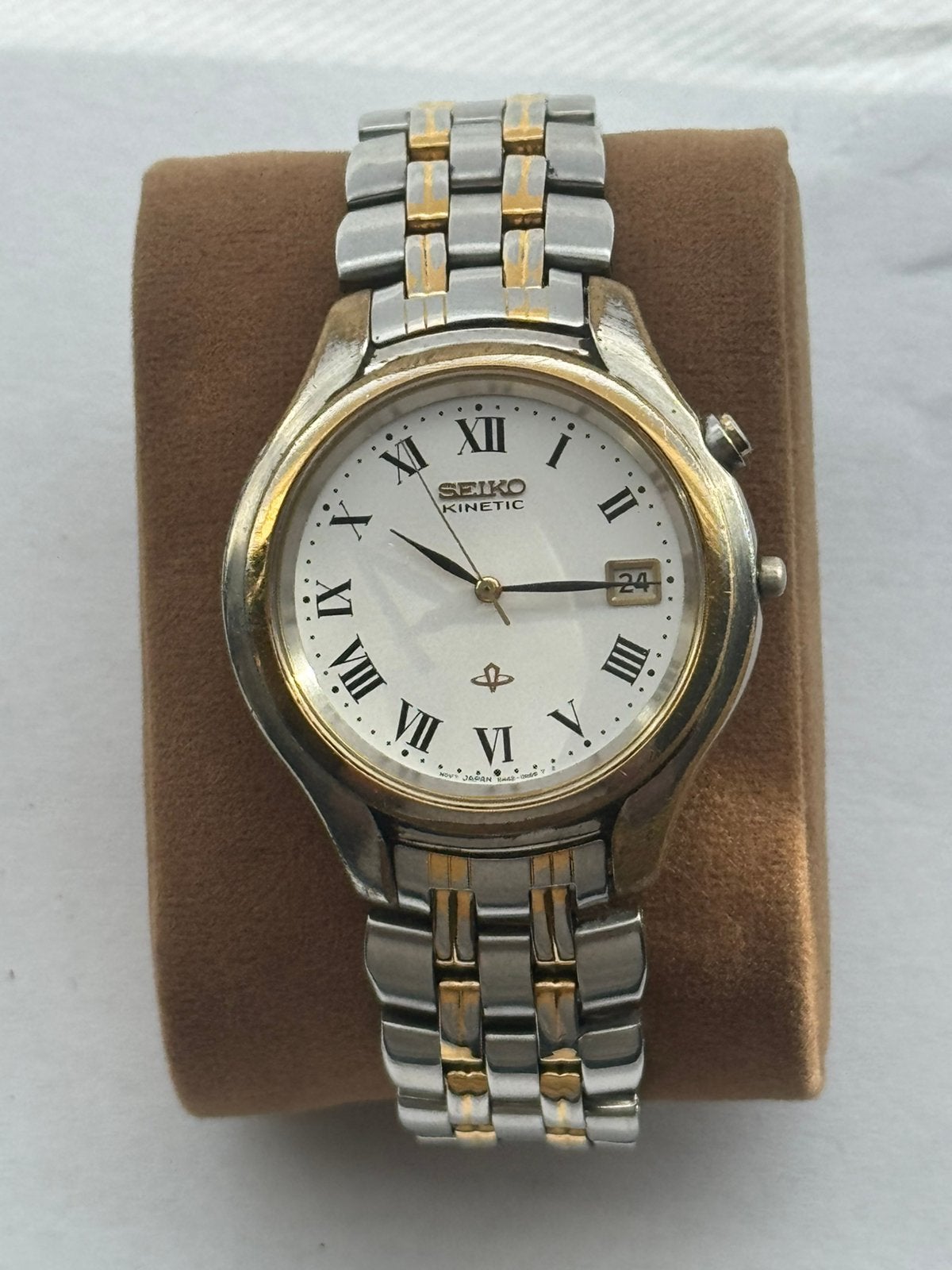 Seiko Kinetic 5M42-0A10 – Nieuwe accu  – Two-Tone – Werkend, Ophalen of Verzenden, Staal, Seiko, 1960 of later