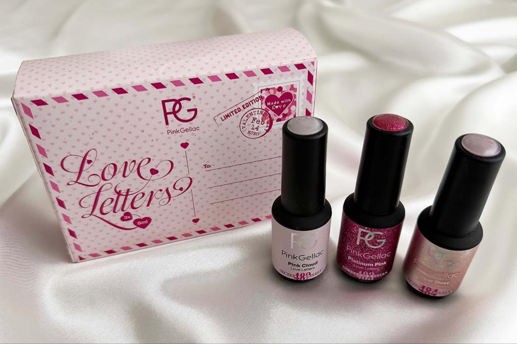 Pink Gellac Love Letters mini set, limited edition NIEUW!, Ophalen of Verzenden, Nieuw, Roze, Handen en Nagels