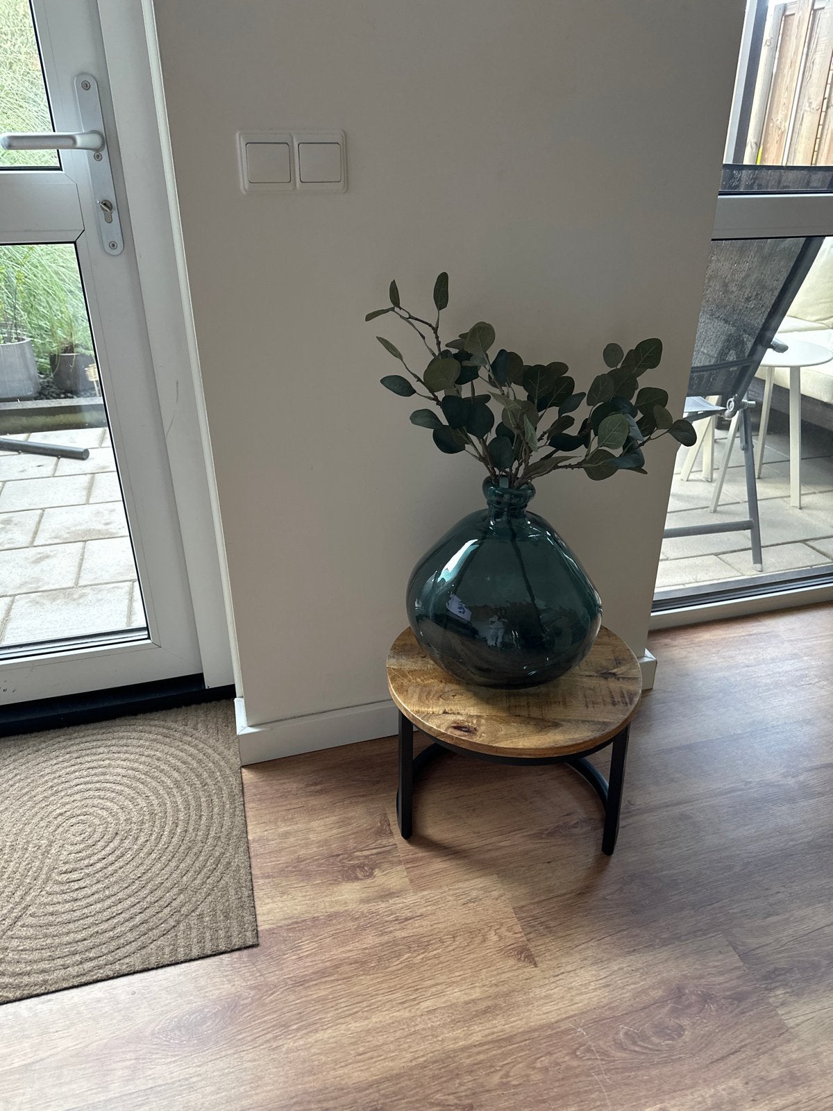 Grote organische vaas - Zo goed als nieuw, Handgemaakt, Ophalen of Verzenden, Groen, Glas