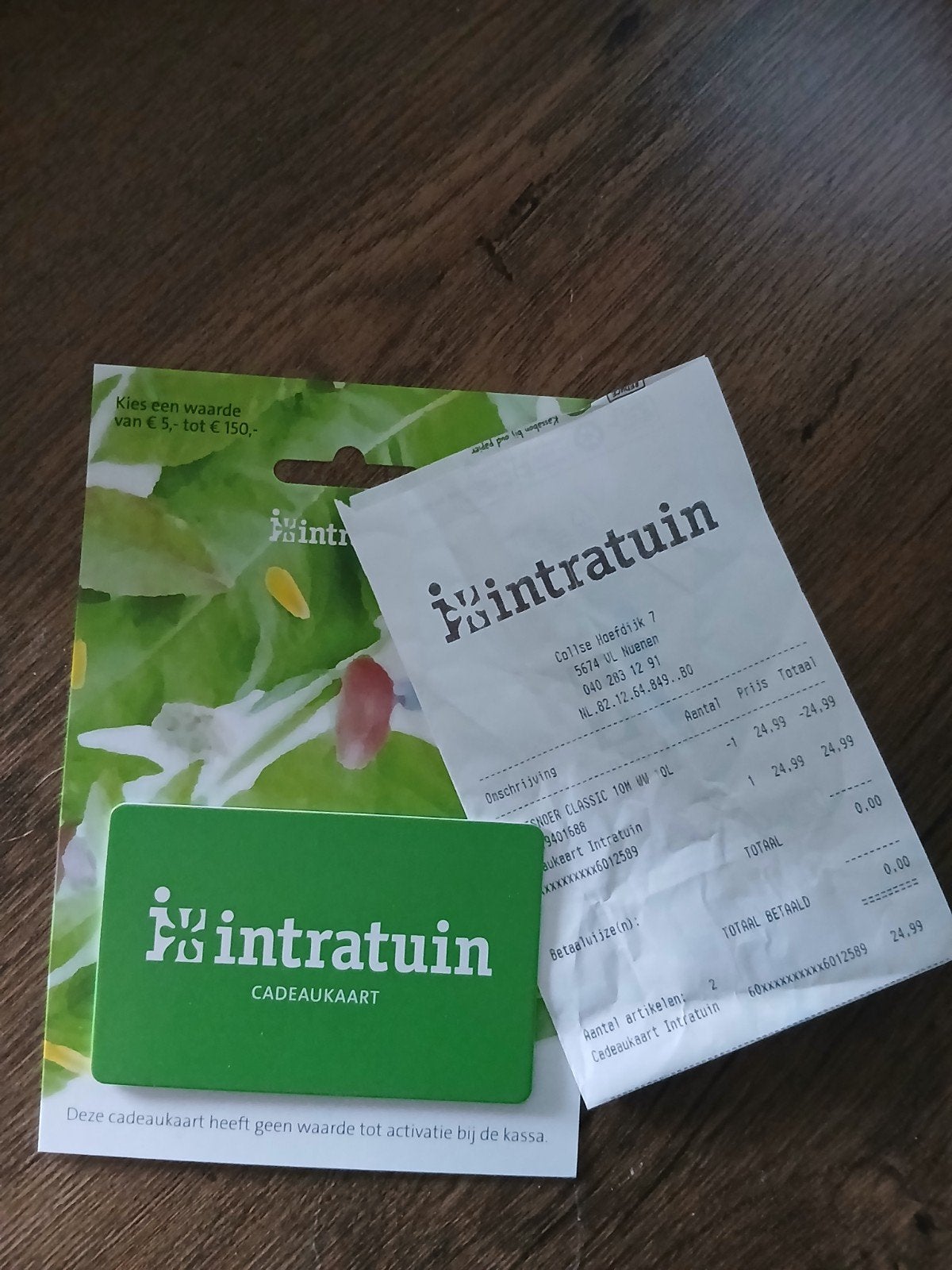 Cadeaukaart intrratuin €25, Eén persoon, Cadeaubon