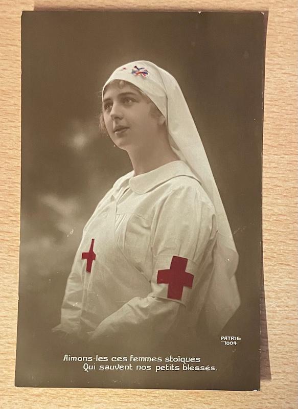 Mooie fotokaart RODE KRUIS ZUSTER VERPLEEGSTER WW1 1917, Verzenden, Voor 1920, Gelopen, Overige thema's
