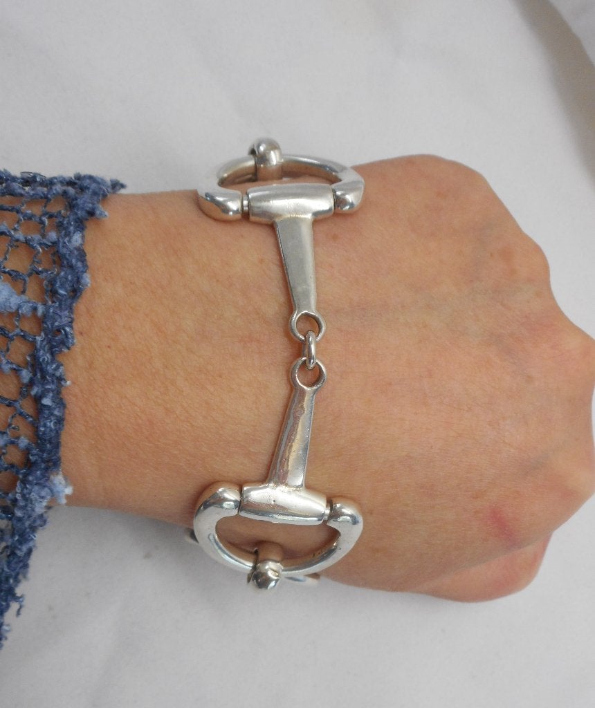 Zilveren massieve Paardenbit armband met staafslot nr.771