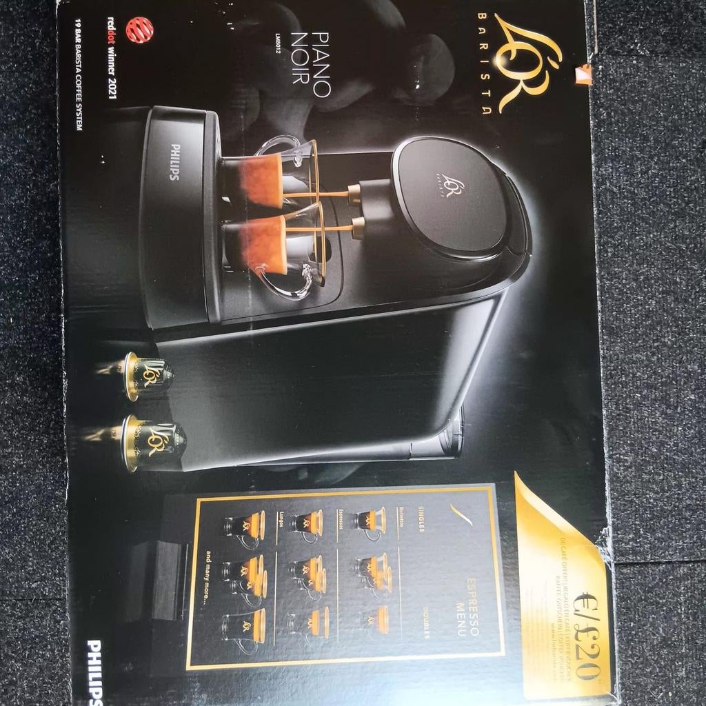 L'OR Barista Piano Noir Koffiemachine - Nieuw in doos, Ophalen, Koffiepads en cups, 2 tot 4 kopjes, Koffiemachine