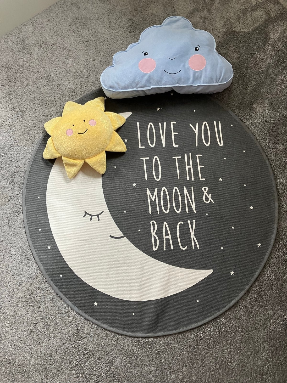 Vloerkleed 'Love You to the Moon & Back' met kussens, Ophalen of Verzenden, Zo goed als nieuw